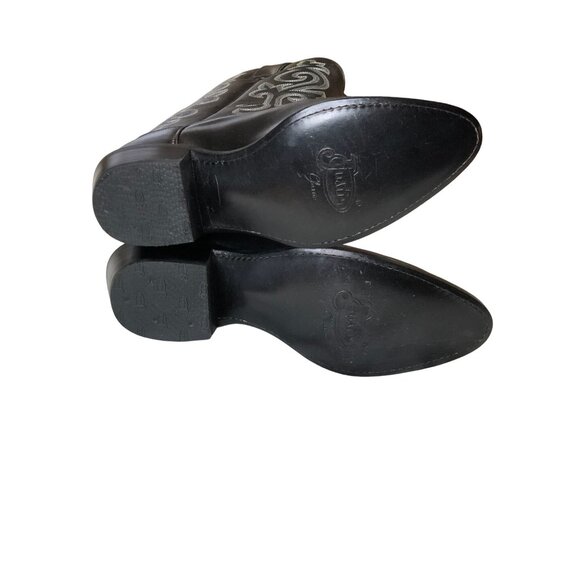 Justin 1409 Cowboy Boots Black Leather Buck Mens 7 1/2 B Western Pull On Rodeo main image 14